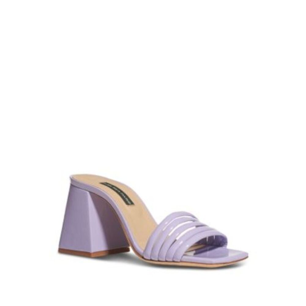 CHELSEA PARIS Womens Purple Rays Square Toe Flare Slip On Heeled Sandal 38
